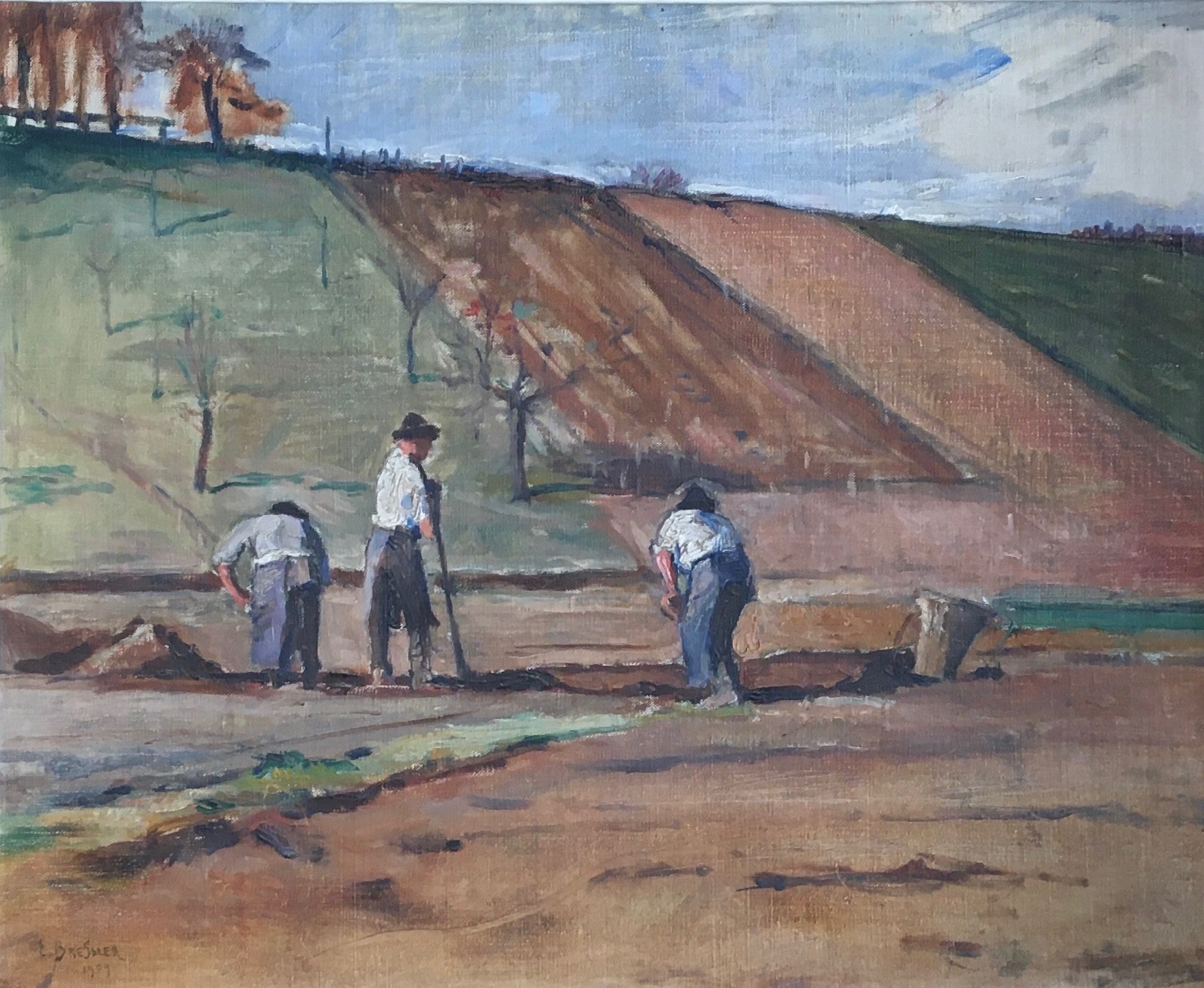 Emile Bressler, Paysans labourant la terre Emile Bressler, Paysans labourant la terre