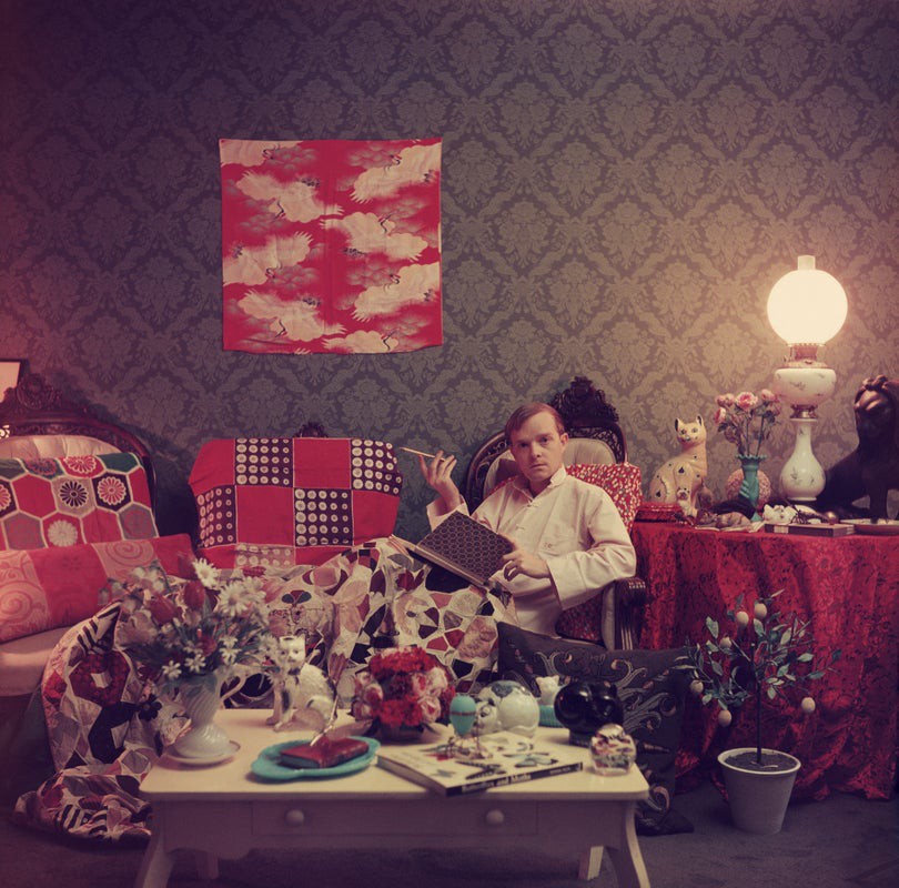 Slim Aarons, Capote At Home, Slim Aarons Limited Edition Estate Stamped Print Slim Aarons, Capote At Home, Slim Aarons Limited Edition Estate Stamped Print