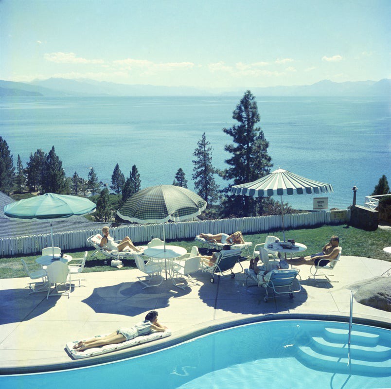Slim Aarons, Relaxing At Lake Tahoe - 1959 Slim Aarons Limited Edition Estate Stamped Print Slim Aarons, Relaxing At Lake Tahoe - 1959 Slim Aarons Limited Edition Estate Stamped Print