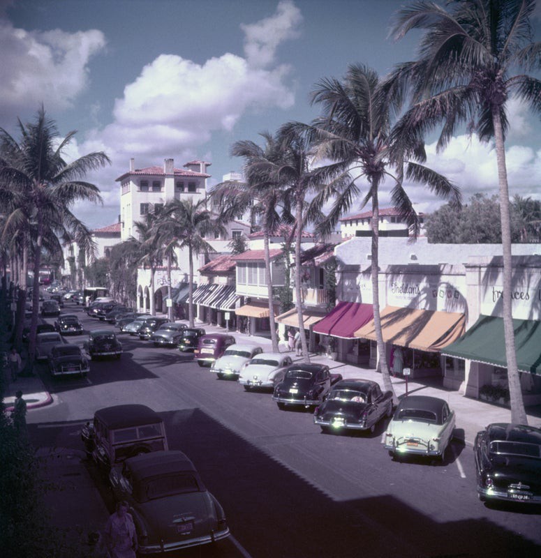 Slim Aarons, Palm Beach Street - 1953 Slim Aarons Limited Edition Estate Stamped Print Slim Aarons, Palm Beach Street - 1953 Slim Aarons Limited Edition Estate Stamped Print