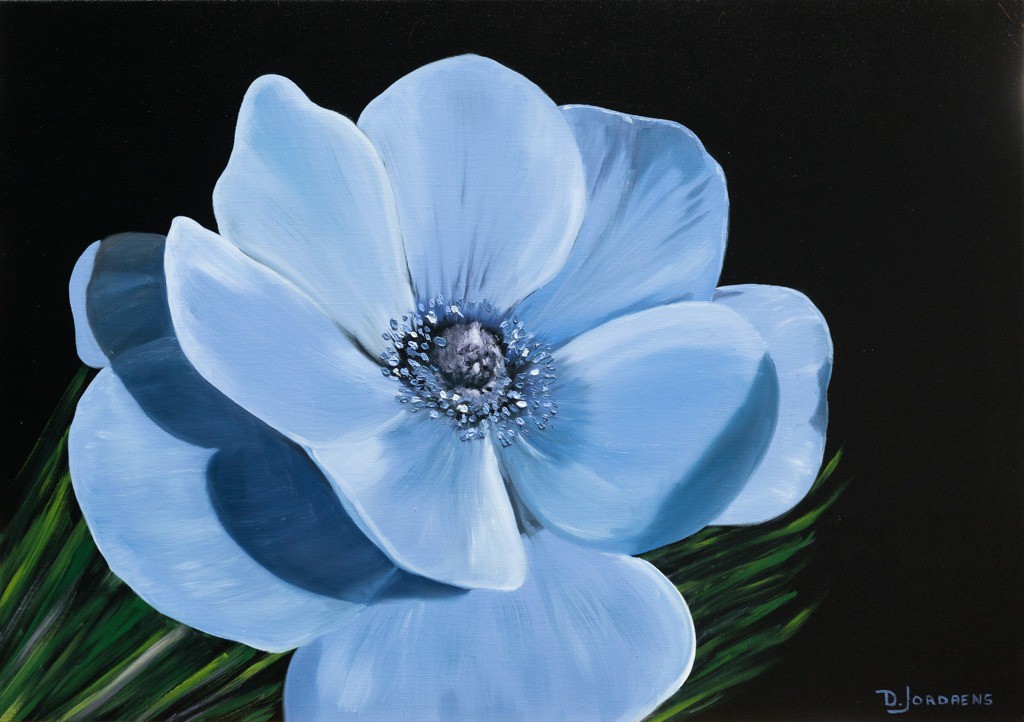▷ Anémone bleue - série fleurs par Daniella Jordaens, 2019 | Peinture |  Artsper (871104)