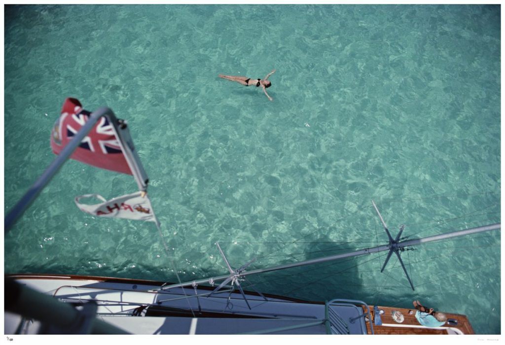 Slim Aarons, Swimming In Bermuda, 1977 Slim Aarons Limited Edition Estate Stamped Print Slim Aarons, Swimming In Bermuda, 1977 Slim Aarons Limited Edition Estate Stamped Print