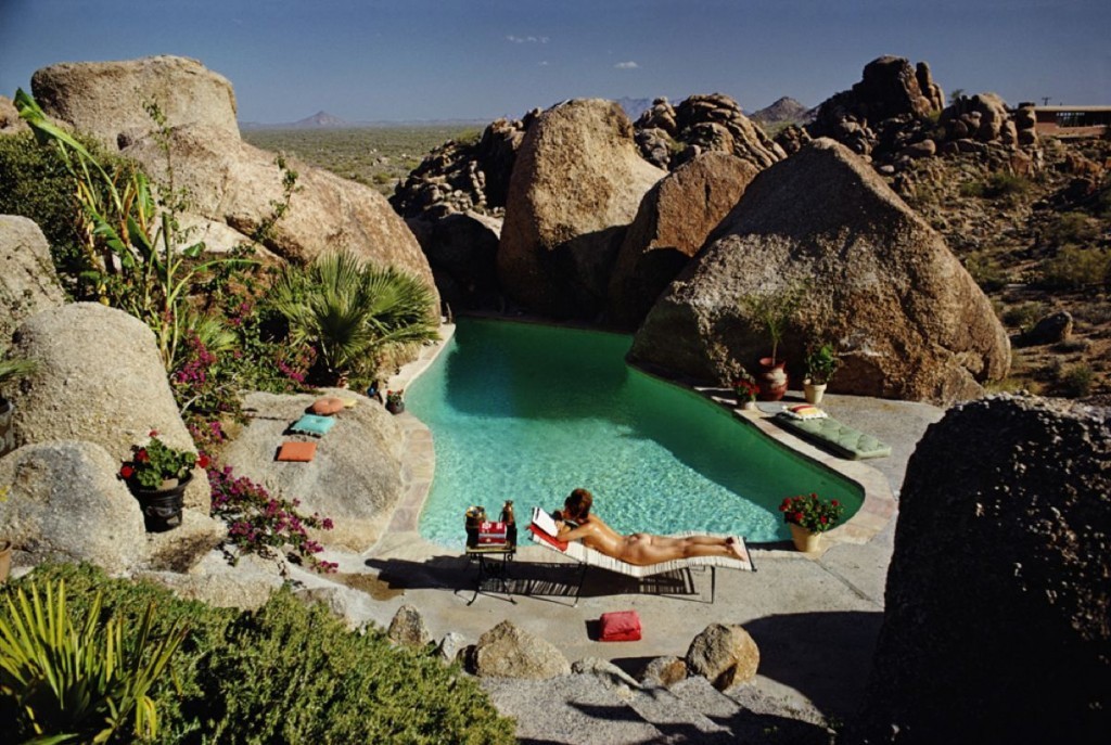 Slim Aarons, Sunbathing In Arizona - 1967 Slim Aarons Limited Edition Estate Stamped Print Slim Aarons, Sunbathing In Arizona - 1967 Slim Aarons Limited Edition Estate Stamped Print