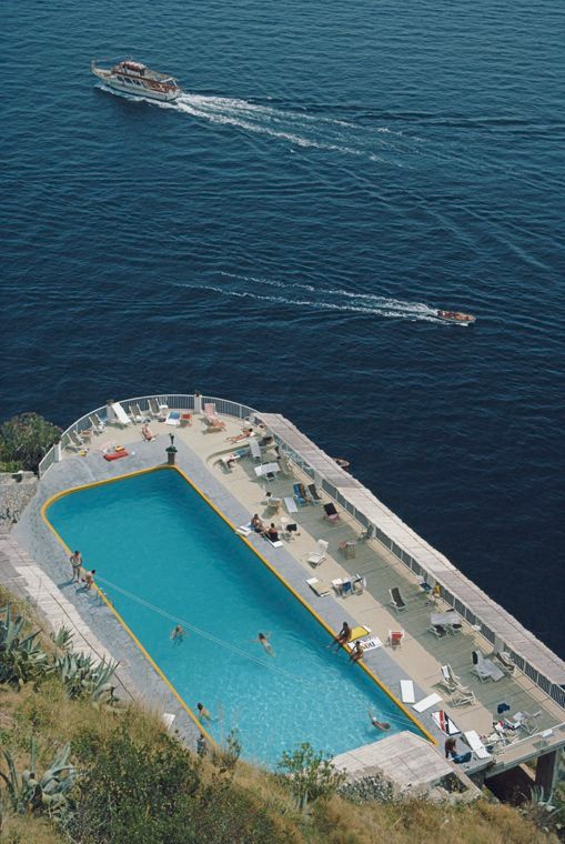 Slim Aarons, Belvedere Pool 1984 Slim Aarons Limited Edition Estate Stamped Print Slim Aarons, Belvedere Pool 1984 Slim Aarons Limited Edition Estate Stamped Print