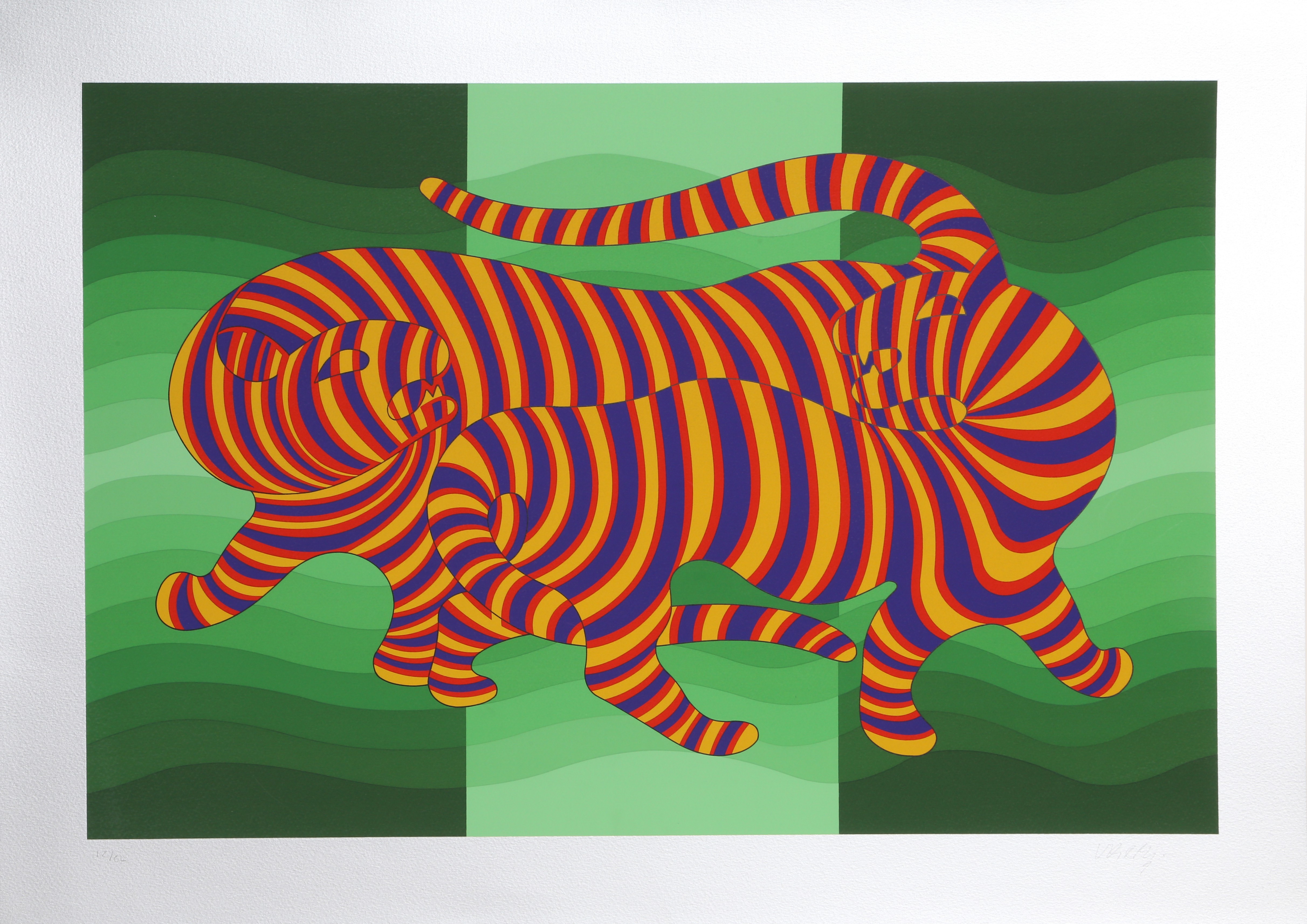Victor Vasarely, Two Tigers on Green Victor Vasarely, Two Tigers on Green