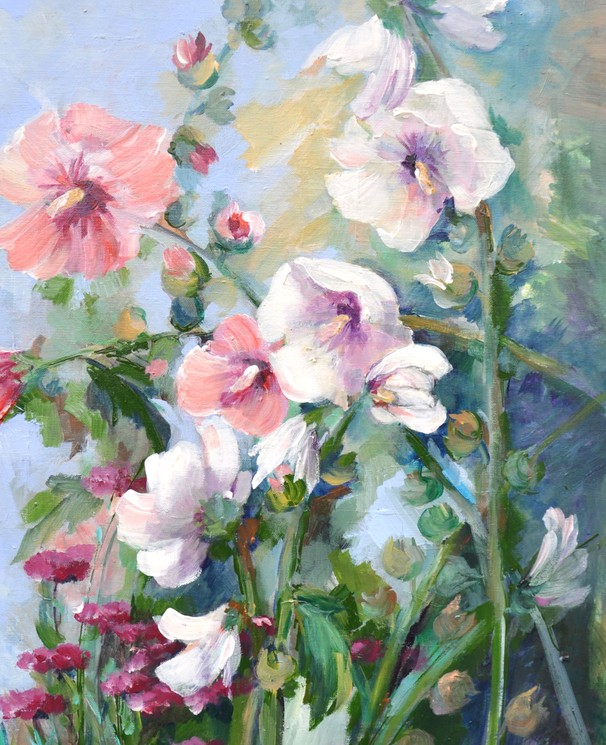 ▷ Les roses trémières par Liliane Paumier, 2020 | Peinture | Artsper  (876993)