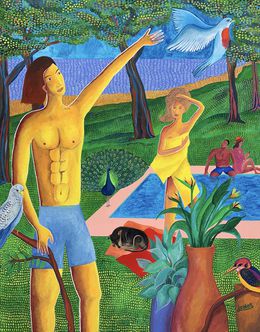 Gemälde, Le jardin aux oiseaux, Julien Calot
