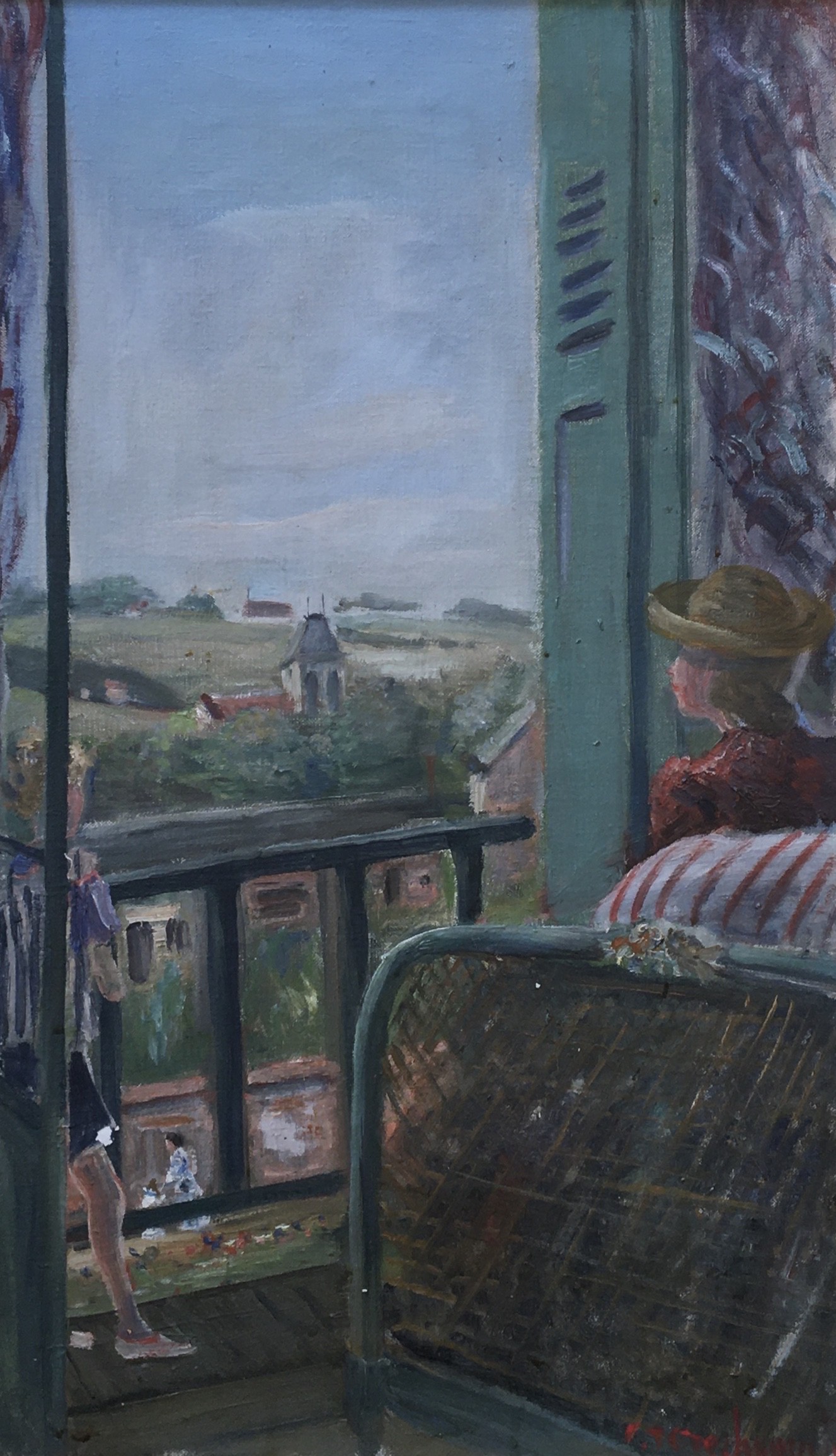 Constantin Terechkovitch, Jeune femme et enfant à la fenêtre Constantin Terechkovitch, Jeune femme et enfant à la fenêtre