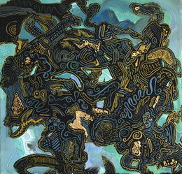 Gemälde, 334) Abysses, feuille d'or, Isis Bi-M
