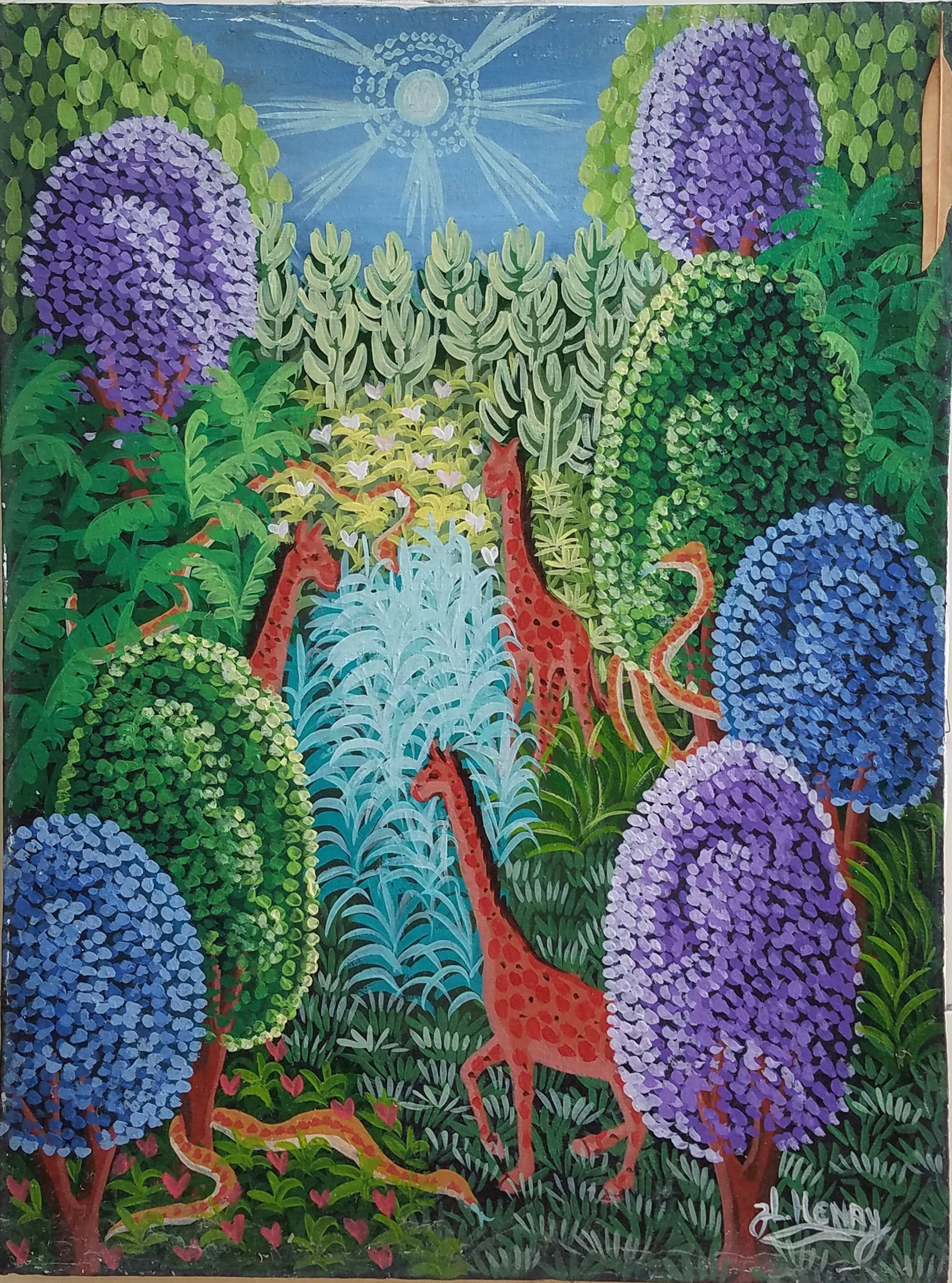 Jacques Lionel (J.L.) Henry, Giraffes in Jungle Jacques Lionel (J.L.) Henry, Giraffes in Jungle