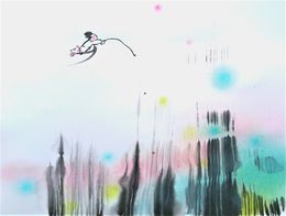 Painting, Pêcheur du rêve et son chat, Sounya Whang