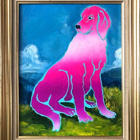 Pintura, Chien de Montagne rose fluorescent, Edmond Li Bellefroid