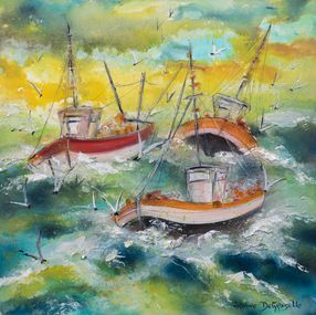 Peinture, Retour joyeux des marins pêcheurs, Caroline Degroiselle