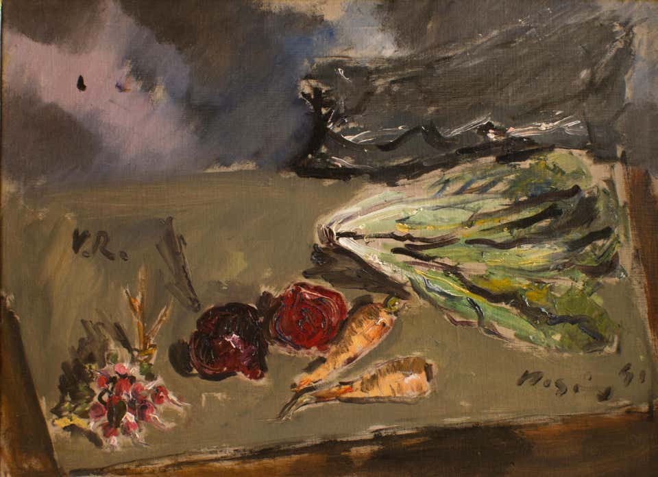 Filippo De Pisis, Still Life with Salad and a Bunch of Radishes Filippo De Pisis, Still Life with Salad and a Bunch of Radishes