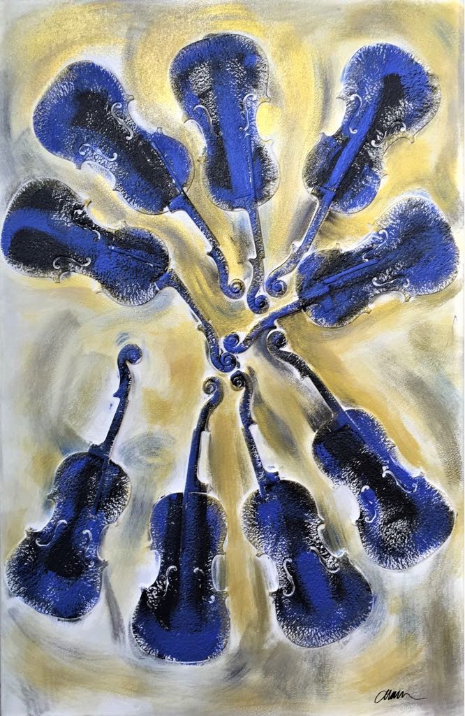 Arman, Empreintes de violon bleu Arman, Empreintes de violon bleu