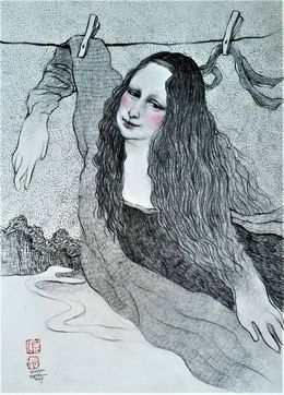 Dessin, Femme linge Monalisa, Sounya Whang