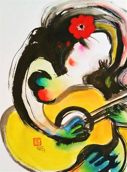 Painting, Femme à la guitare, Sounya Whang