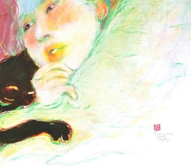 Femme Au Chat By Sounya Whang Painting Artsper 9085