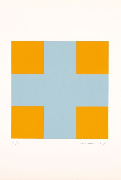 Aurélie Nemours, Une croix pour quatre carrés Aurélie Nemours, Une croix pour quatre carrés