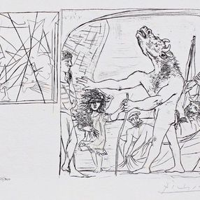 Blind Minotaur led by Girl w/Flowers (after Pablo Picasso)
