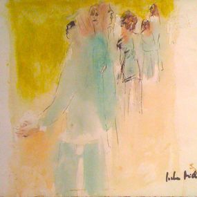 Gemälde, White Parisi Blanc 1969 Six passants  6 passers-by, Jochen Michaelis