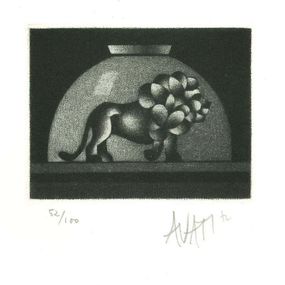 Print, Lion in Bowl, Mario Avati