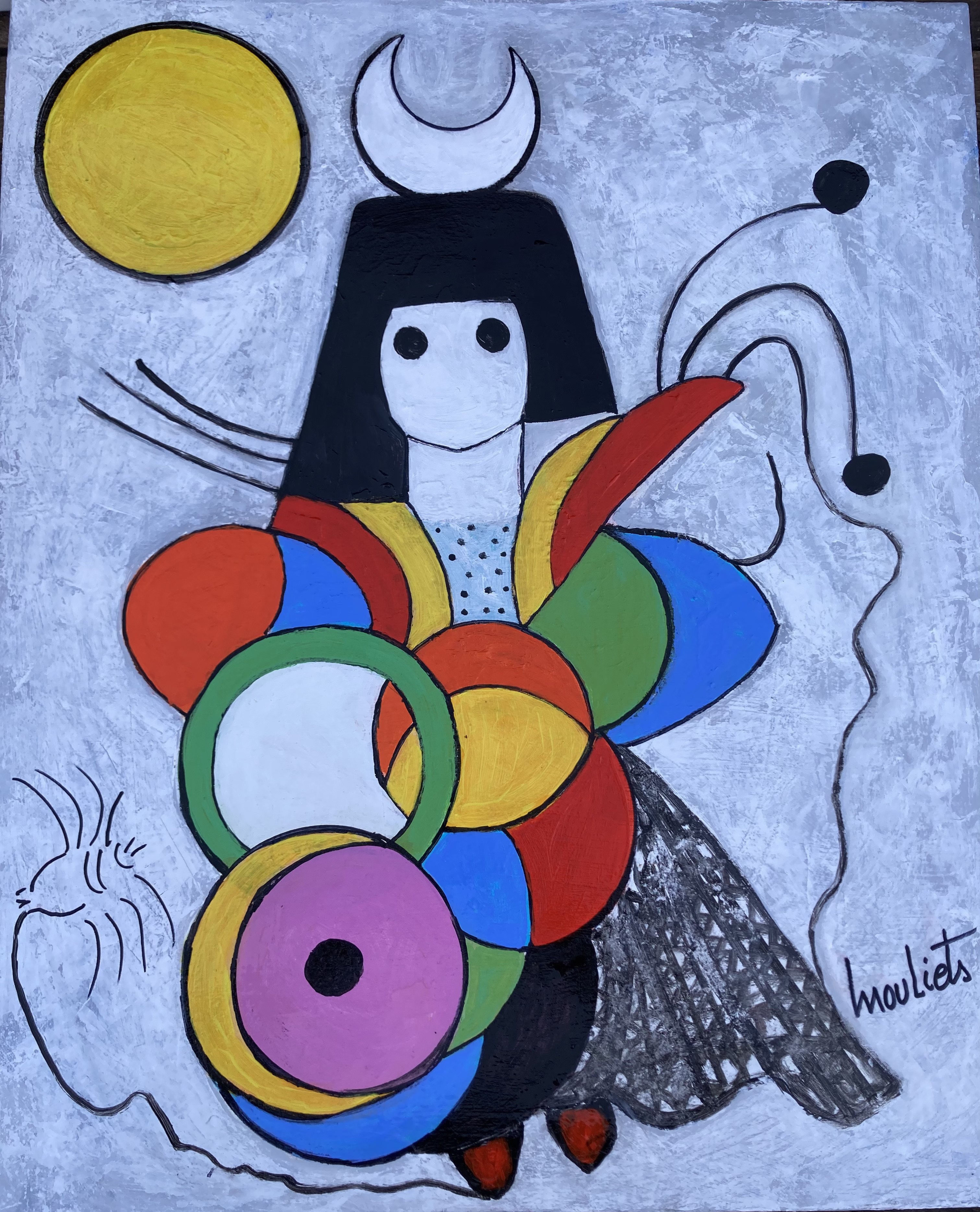 Mariam Mouliets, Petite fille qui danse avec la lune sur la tête Mariam Mouliets, Petite fille qui danse avec la lune sur la tête