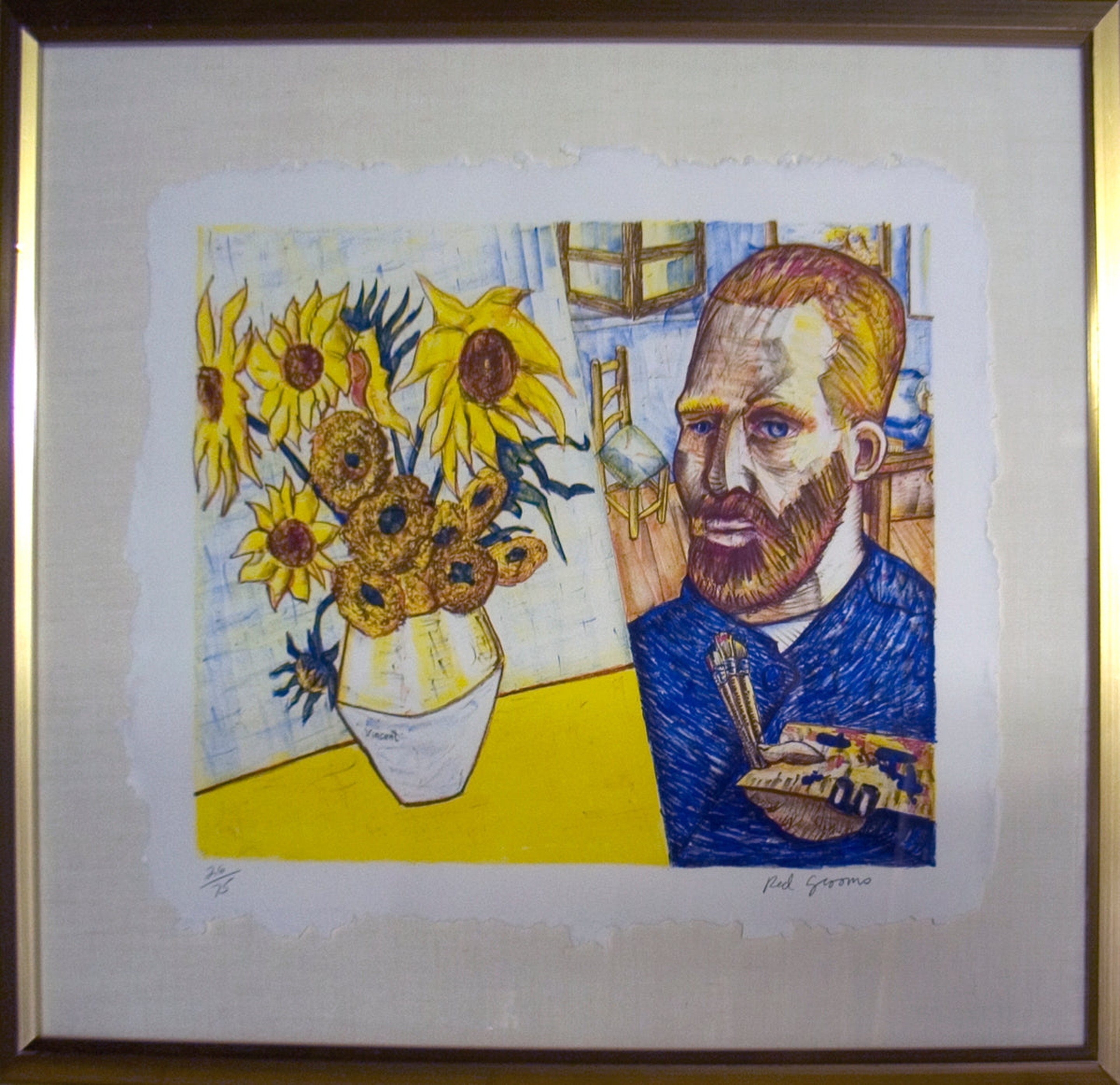 Red Grooms, Van Gogh with Sunflowers Red Grooms, Van Gogh with Sunflowers