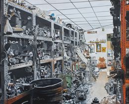 Gemälde, The second hand Car Parts Store, Max Baris