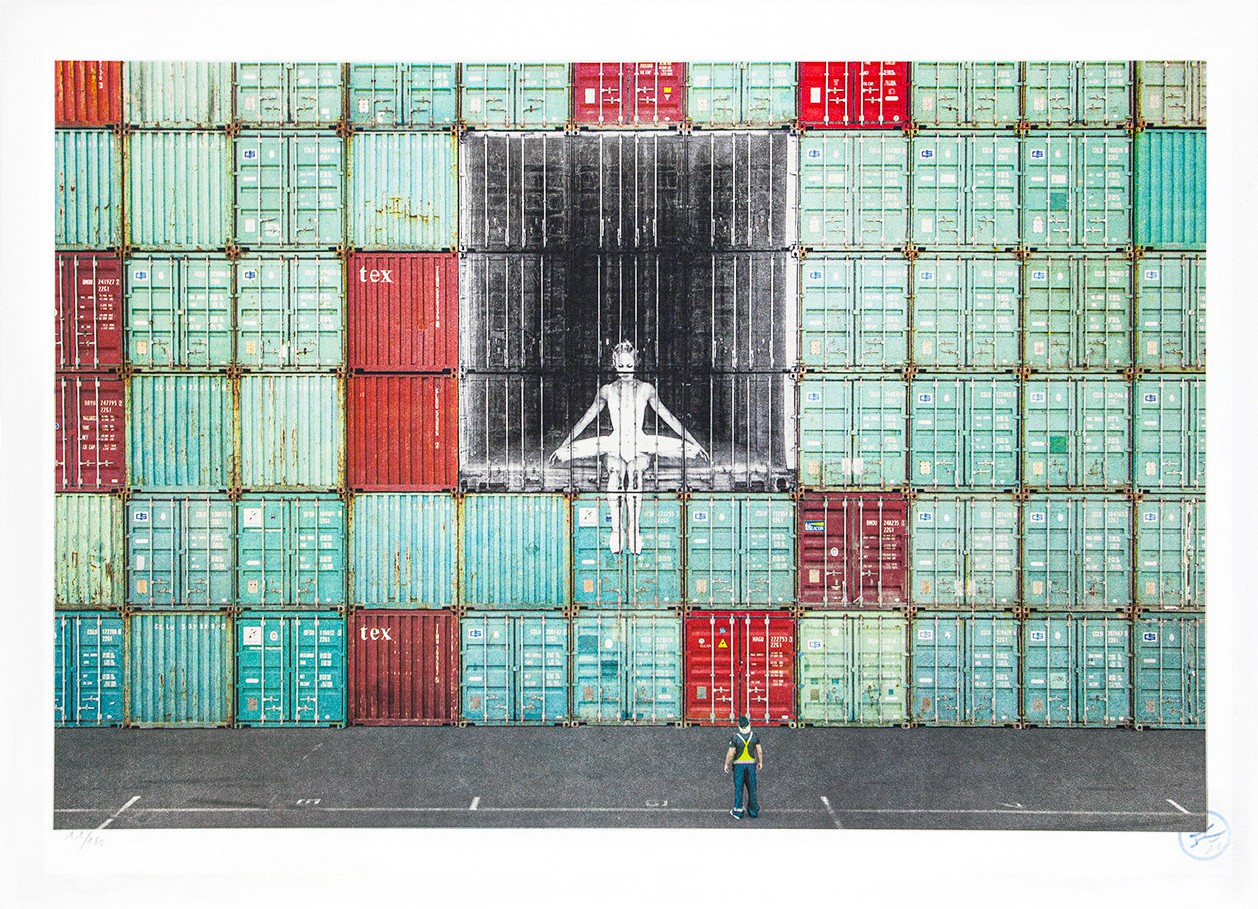 JR, In the container wall, Le Havre, France, 2014 JR, In the container wall, Le Havre, France, 2014