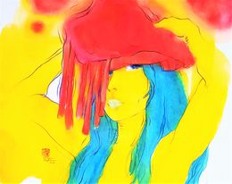 Painting, Femme jaune au châle rouge, Sounya Whang