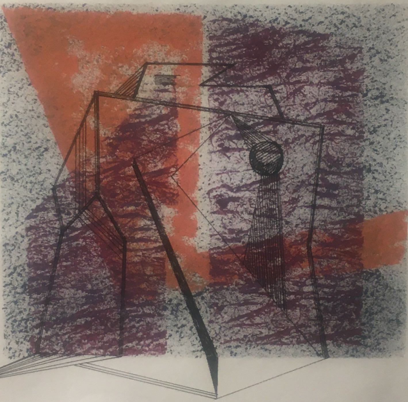 Kuk-Jin Kang, 1979 Grey Purple Orange Abstraction en Gris et Violet Kuk-Jin Kang, 1979 Grey Purple Orange Abstraction en Gris et Violet