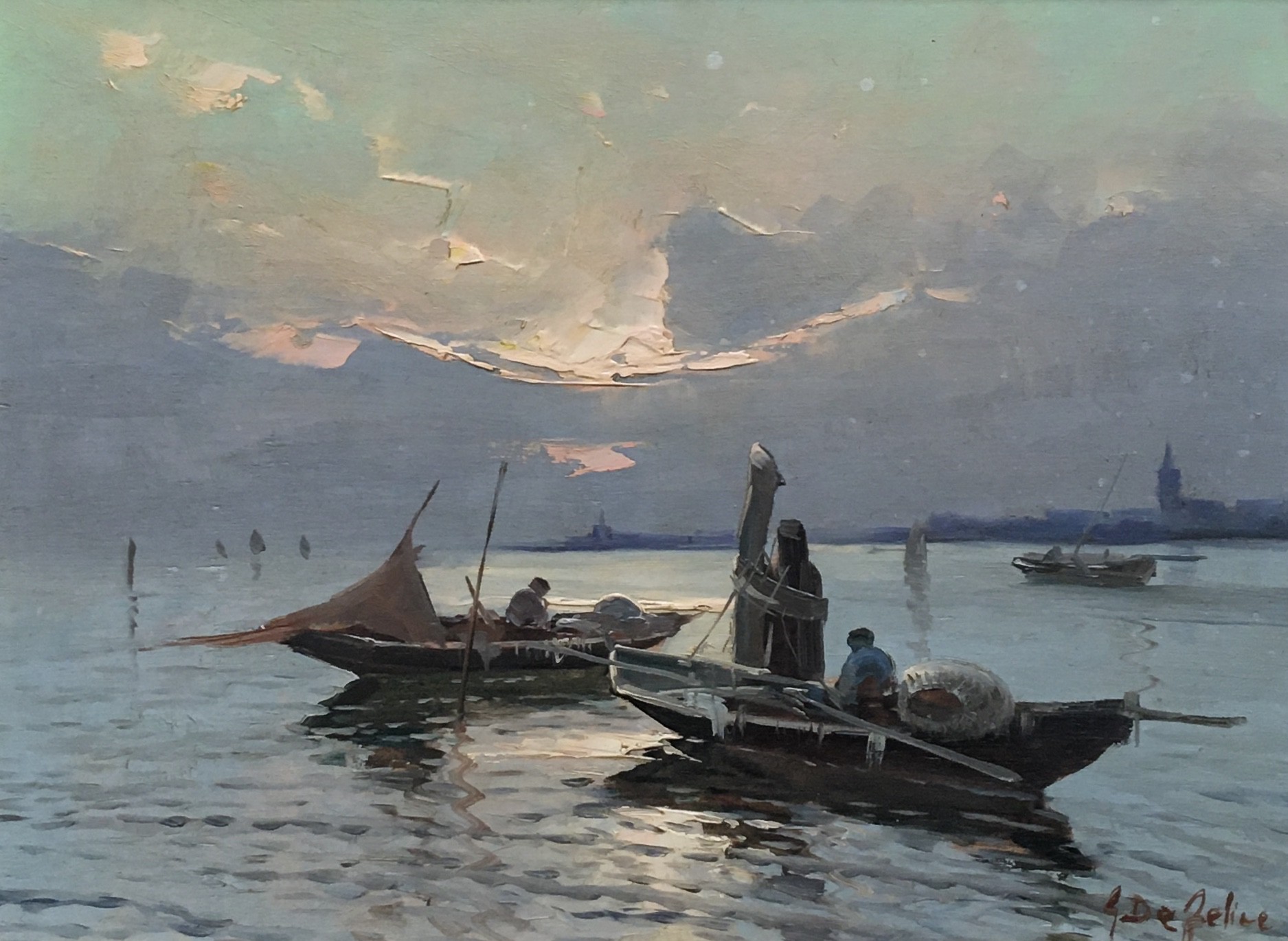 Gennaro De Felice, Pêcheurs dans la lagune de Venise Gennaro De Felice, Pêcheurs dans la lagune de Venise