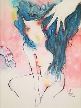 Painting, Femme aux ongles roses, Sounya Whang