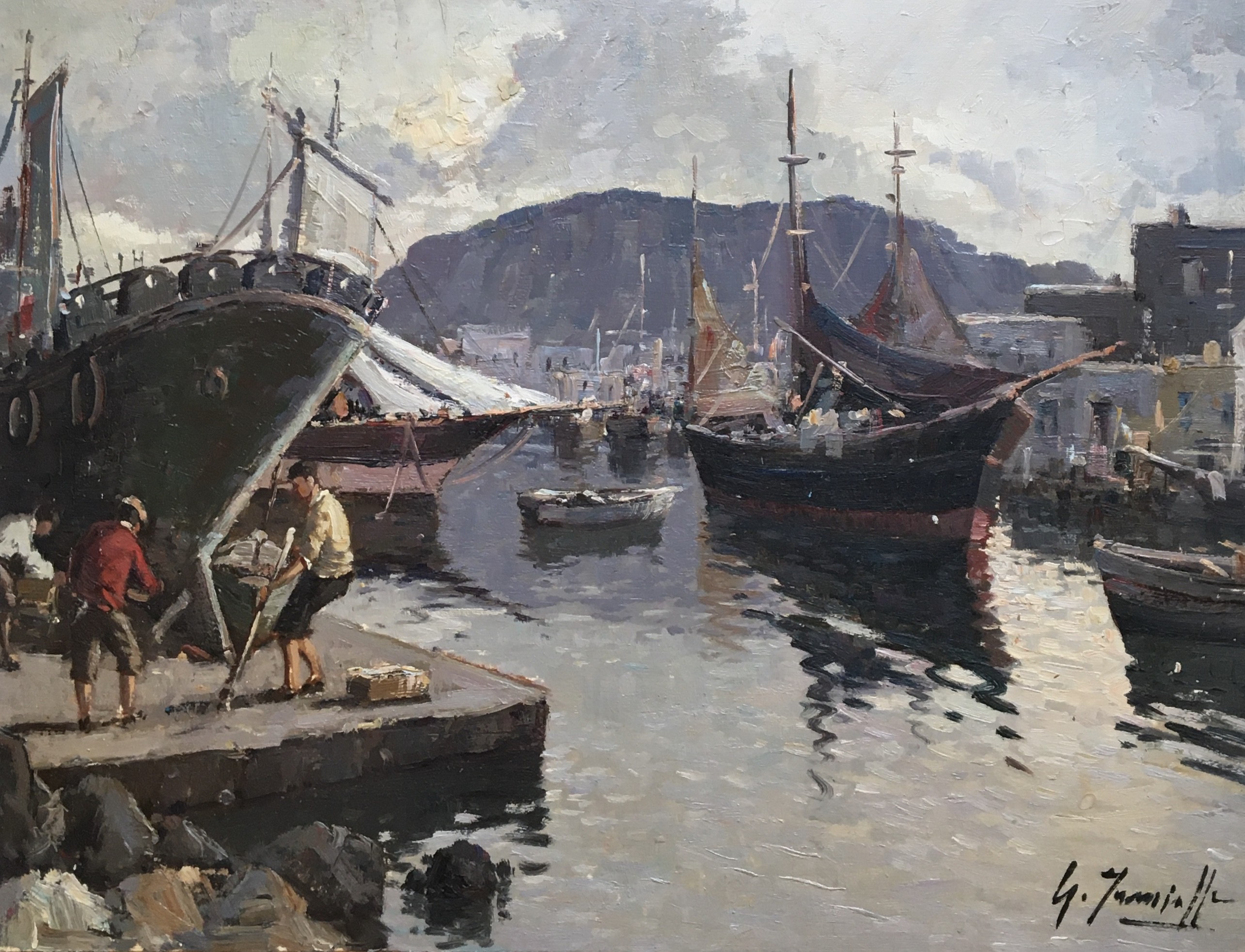 Giuseppe Iannicella, Village de pêcheurs et réparation des bateaux - côte amalfitaine Giuseppe Iannicella, Village de pêcheurs et réparation des bateaux - côte amalfitaine