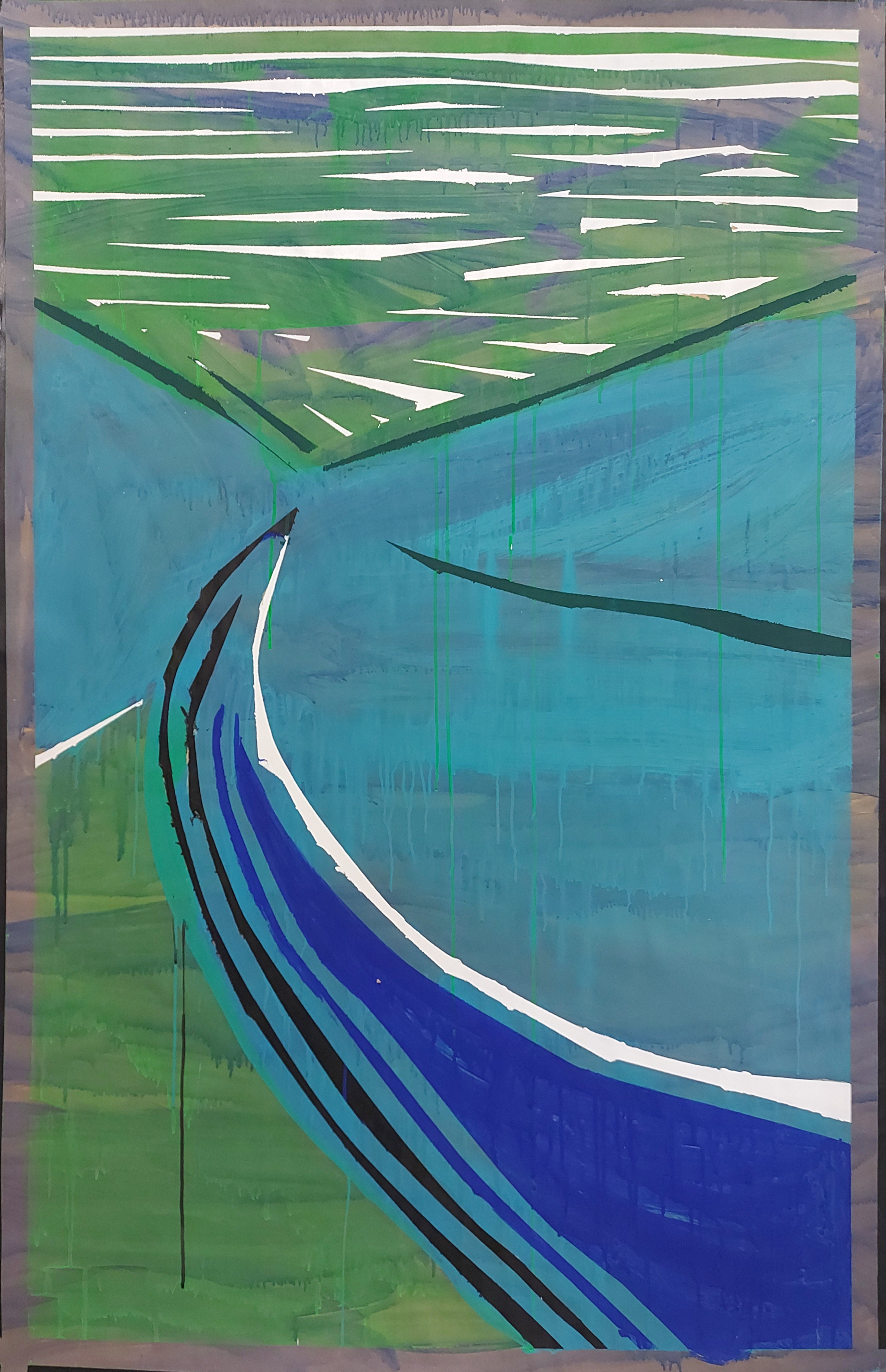 Baptiste Laurent, Sans titre, bleu, vert jaune 2 Baptiste Laurent, Sans titre, bleu, vert jaune 2