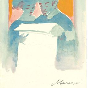 Fine Art Drawings, Couple Reading, Mino Maccari