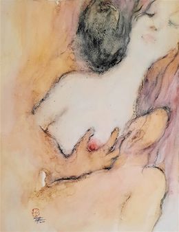 Painting, Les amoureux (Lovers), Sounya Whang