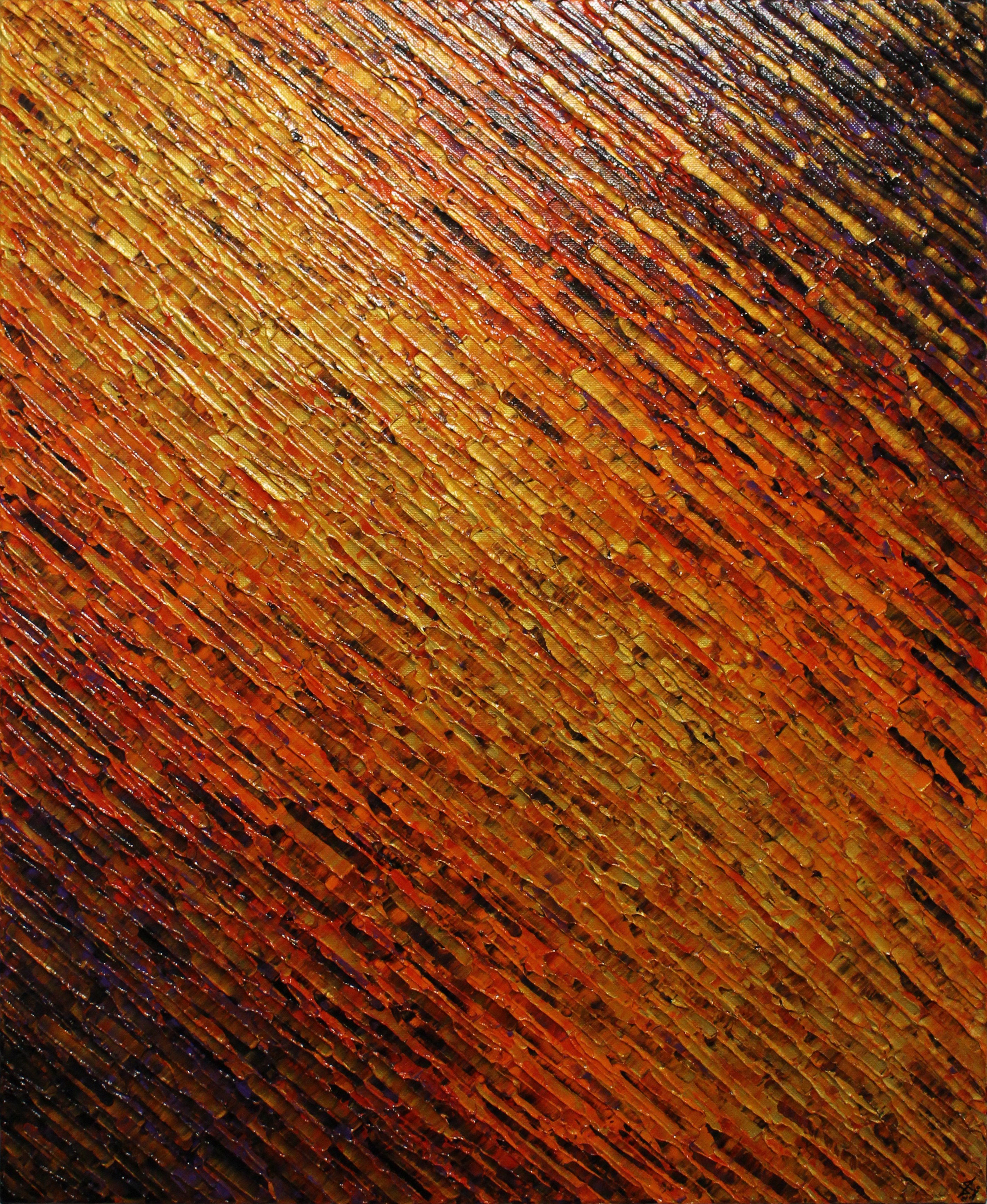 Jonathan Pradillon, Texture couteau or orange rouge violette Jonathan Pradillon, Texture couteau or orange rouge violette