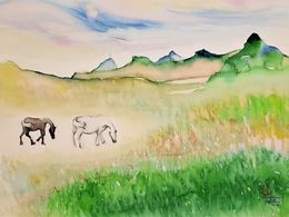 Painting, Chevaux Pyrénées, Sounya Whang