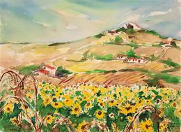 Painting, Paysage Tournesols, Sounya Whang