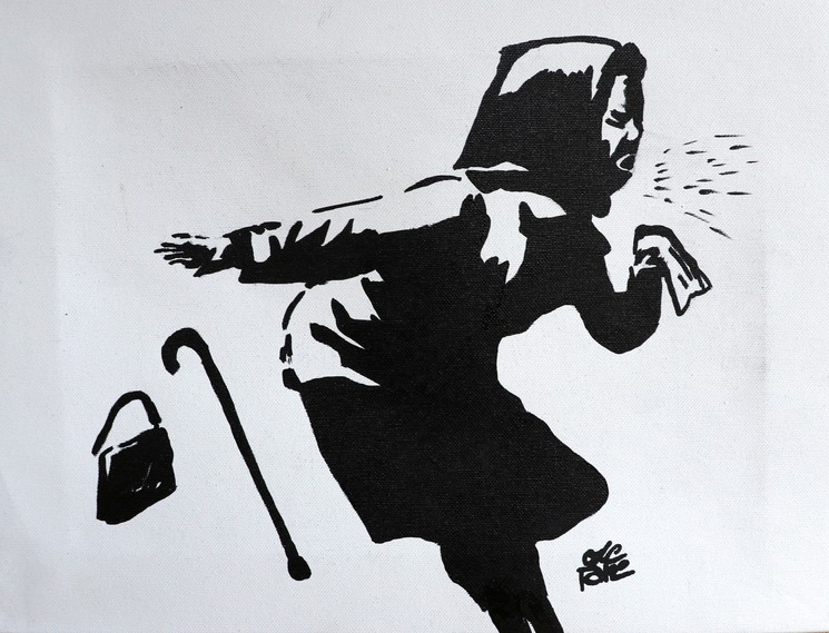 Sneeeeeeze Free Interpretation Of A Tribute To Banksy By Onefake Painting Artsper