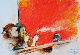 Painting, Amsterdam - Fumers de marijuana, Sounya Whang
