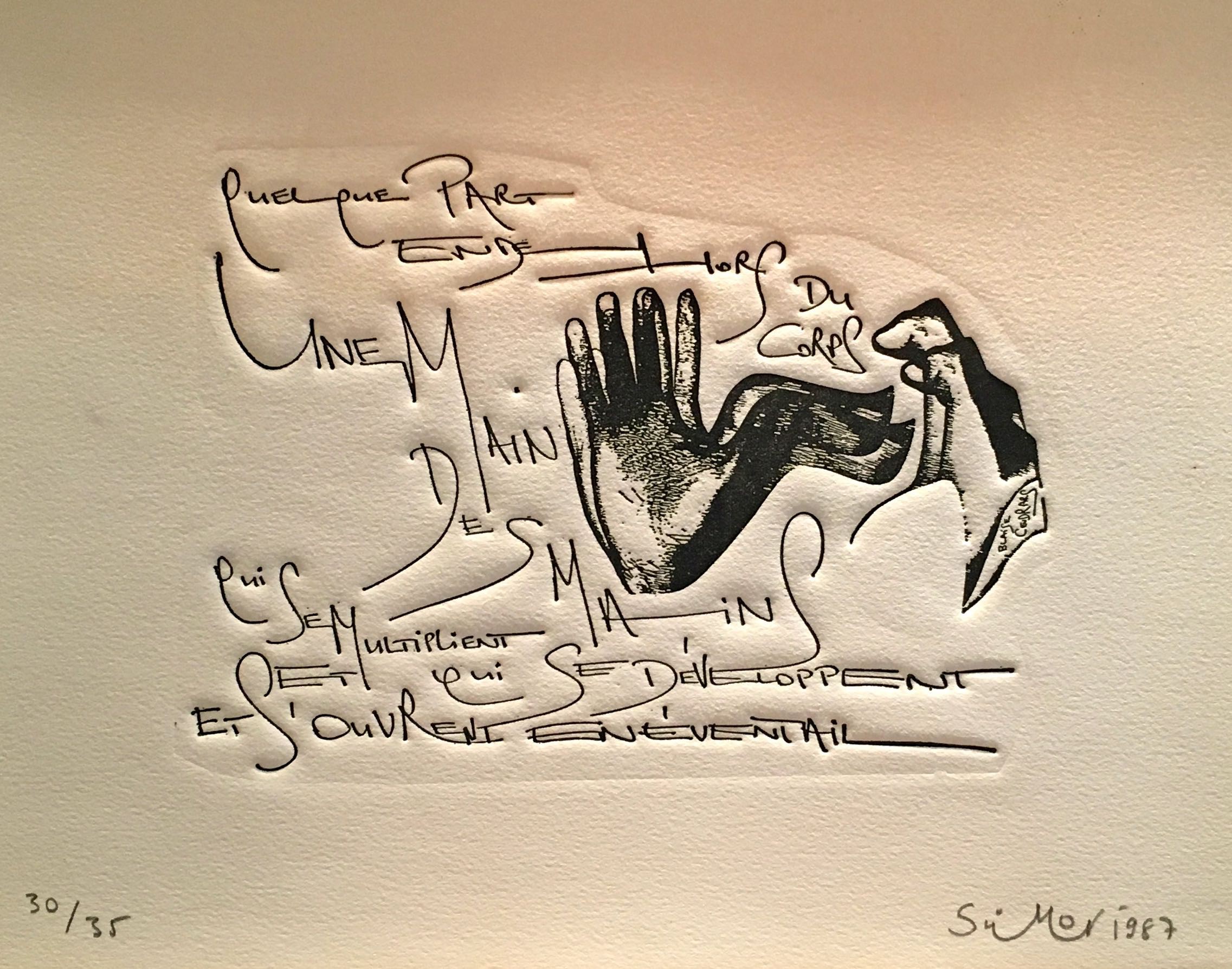 Blaise Simon Balazs, Mains et Poésie Blaise Cendrars 1987 Hands and Poetry Blaise Simon Balazs, Mains et Poésie Blaise Cendrars 1987 Hands and Poetry