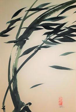 Gemälde, Zen Méditation bambou au vent, Sounya Whang