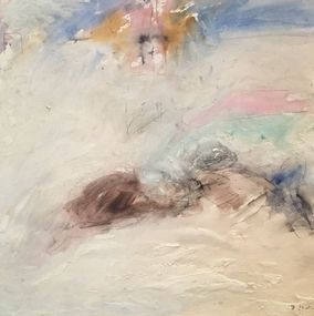 Painting, 1966 White Paris Blanc Tour Eiffel Deux clochards dans l'espoir, le jour se lève Eiffel Towers Two bums sleeping with hope in the heart at dawn, Jochen Michaelis