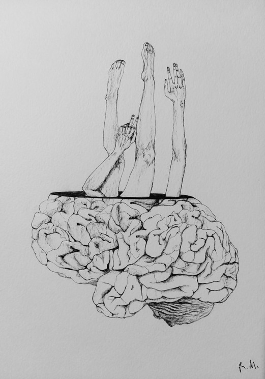 Thoughts by artist Mansi Sagar  pen Drawings on Paper