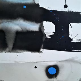 Painting, Méditation Zen point bleu, Sounya Whang