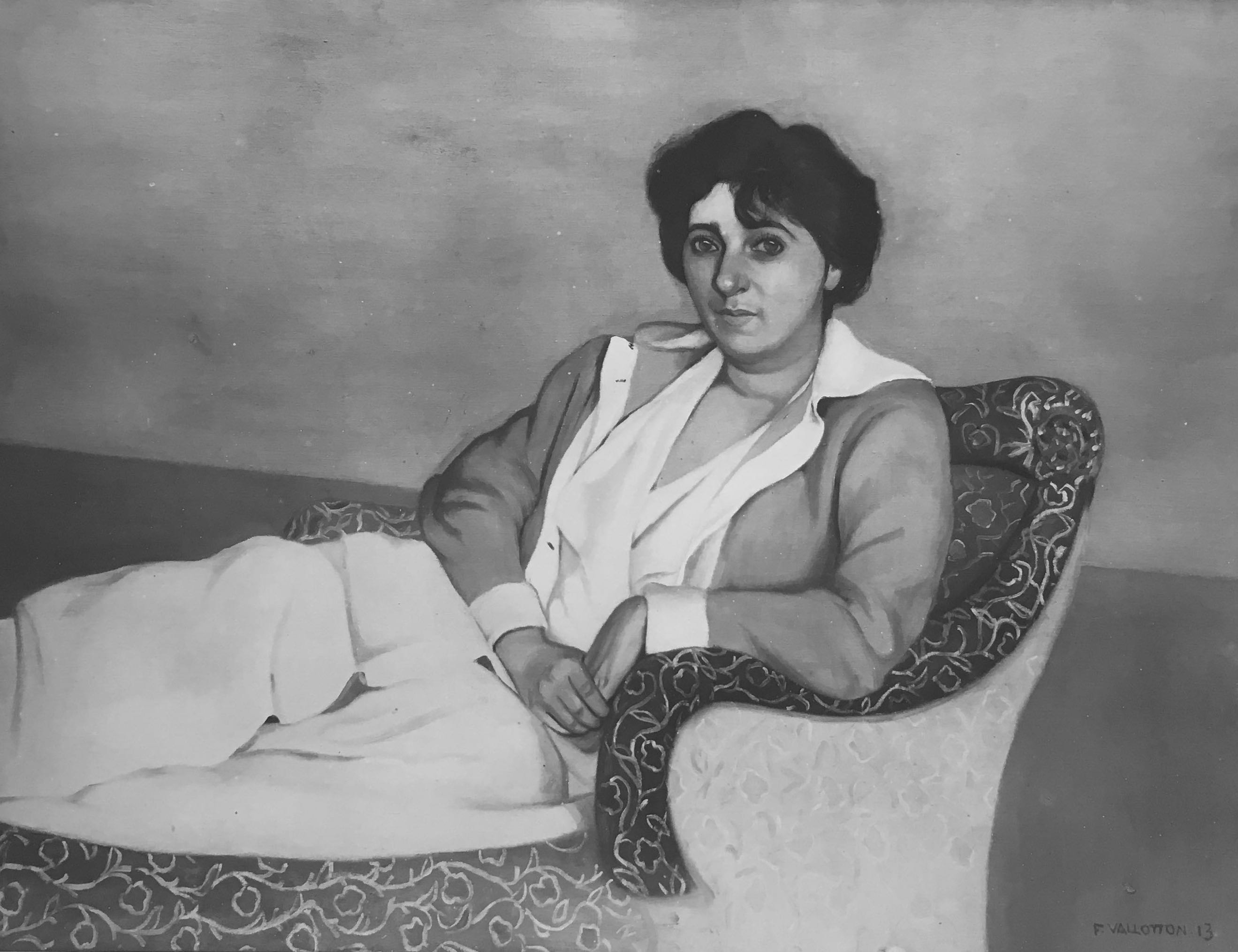 Eugène Druet, Félix VALLOTTON (1865-1925) Le gilet rouge, 1913, Mme Bernheim au canapé Eugène Druet, Félix VALLOTTON (1865-1925) Le gilet rouge, 1913, Mme Bernheim au canapé