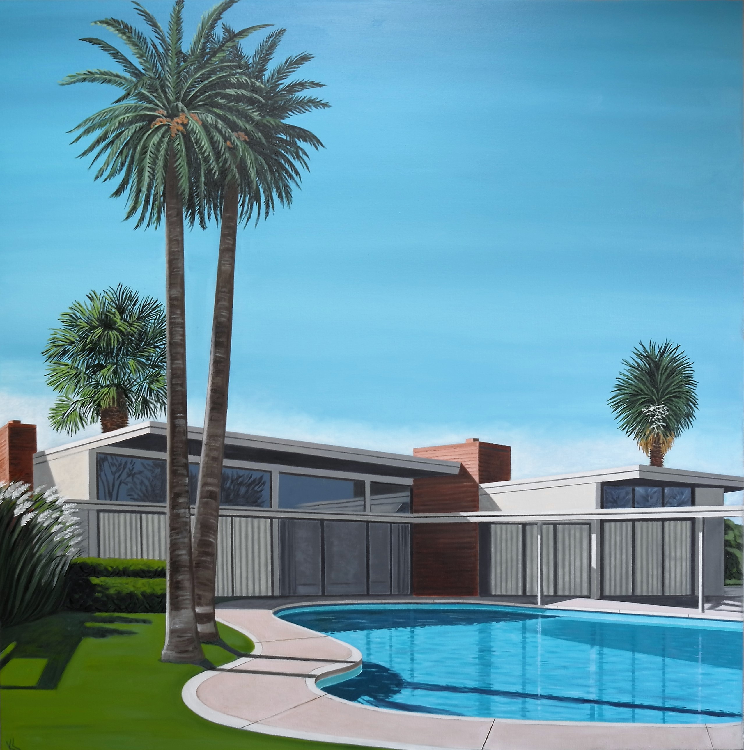 Karen Lynn, Twin Palms Contemporary Oil Painting Karen Lynn, Twin Palms Contemporary Oil Painting